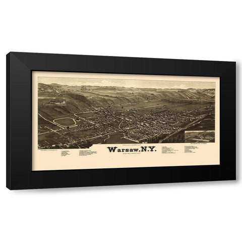 Warsaw New York - Burleigh 1885  Black Modern Wood Framed Art Print with Double Matting by Burleigh