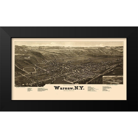 Warsaw New York - Burleigh 1885  Black Modern Wood Framed Art Print by Burleigh