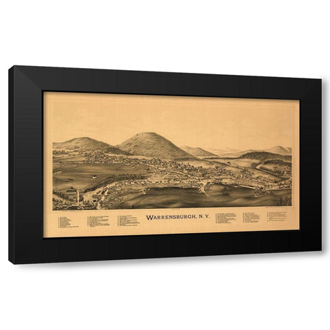 Warrensburg New York - Burleigh 1891  Black Modern Wood Framed Art Print with Double Matting by Burleigh