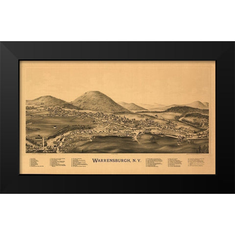 Warrensburg New York - Burleigh 1891  Black Modern Wood Framed Art Print by Burleigh