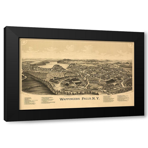 Wappingers Falls New York - Burleigh 1889  Black Modern Wood Framed Art Print with Double Matting by Burleigh