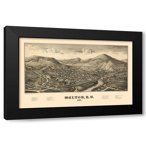 Walton New York - Burleigh 1887  Black Modern Wood Framed Art Print with Double Matting by Burleigh