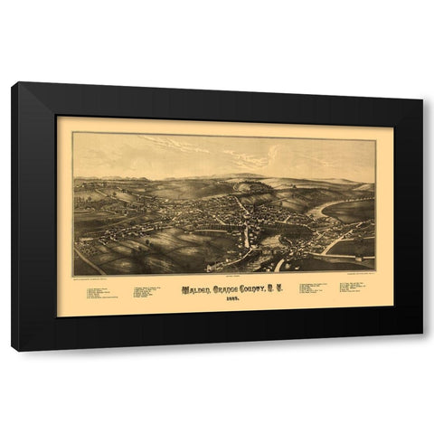 Walden New York - Burleigh 1887  Black Modern Wood Framed Art Print by Burleigh
