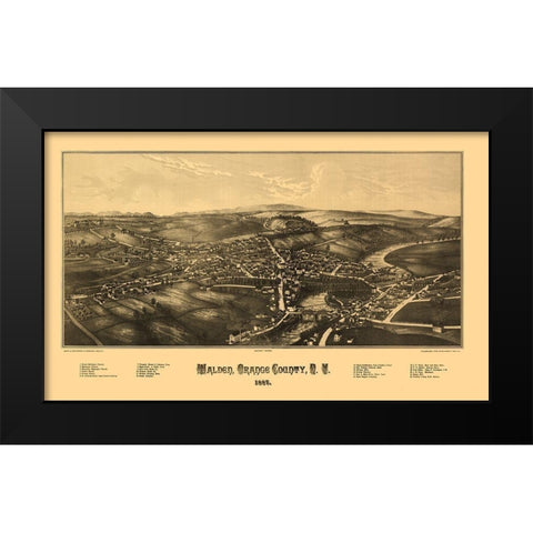 Walden New York - Burleigh 1887  Black Modern Wood Framed Art Print by Burleigh