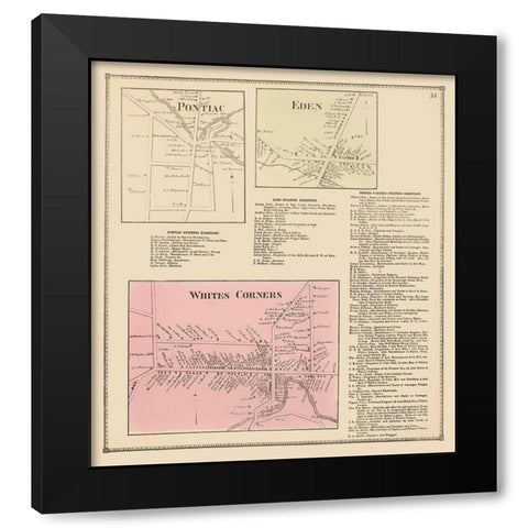 Pontiac, Eden, White Corners New York - Stone 1866 Black Modern Wood Framed Art Print with Double Matting by Stone