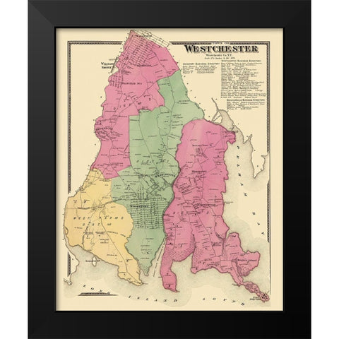 Westchester New York Landowner - Beers 1868 Black Modern Wood Framed Art Print by Beers