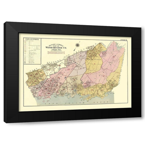 Westchester New York - Beers 1905 Black Modern Wood Framed Art Print with Double Matting by Beers