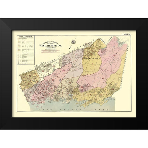 Westchester New York - Beers 1905 Black Modern Wood Framed Art Print by Beers