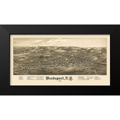 Weedsport New York - Burleigh 1885  Black Modern Wood Framed Art Print by Burleigh