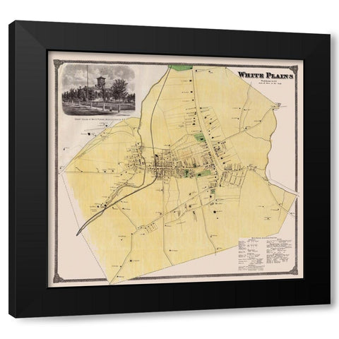 White Plains New York Landowner - Bien 1893 Black Modern Wood Framed Art Print with Double Matting by Bien