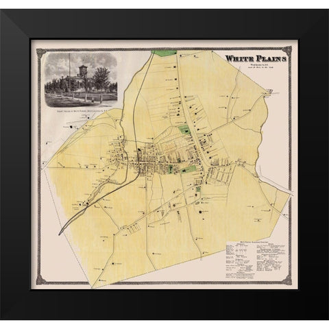 White Plains New York Landowner - Bien 1893 Black Modern Wood Framed Art Print by Bien