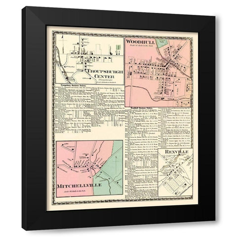 Troupsburgh, Woodhull, Mitchellville New York Black Modern Wood Framed Art Print with Double Matting by Beers