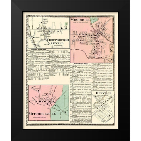 Troupsburgh, Woodhull, Mitchellville New York Black Modern Wood Framed Art Print by Beers