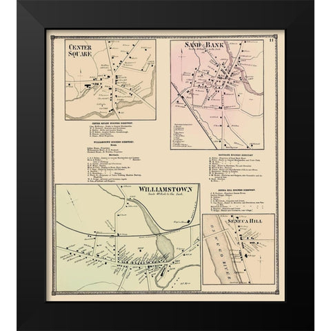 Center Sq, Sand Bank, Williamstown, Seneca Hill Black Modern Wood Framed Art Print by Stone