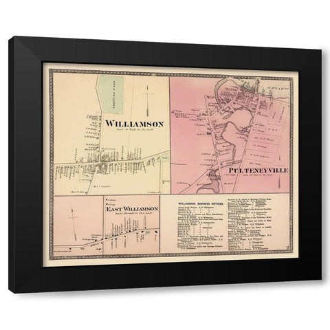 Williamson, Pulteneyville New York Landowner Black Modern Wood Framed Art Print with Double Matting by Beers