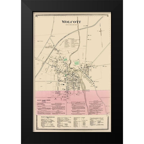 Wolcott New York Landowner - Beers 1874 Black Modern Wood Framed Art Print by Beers