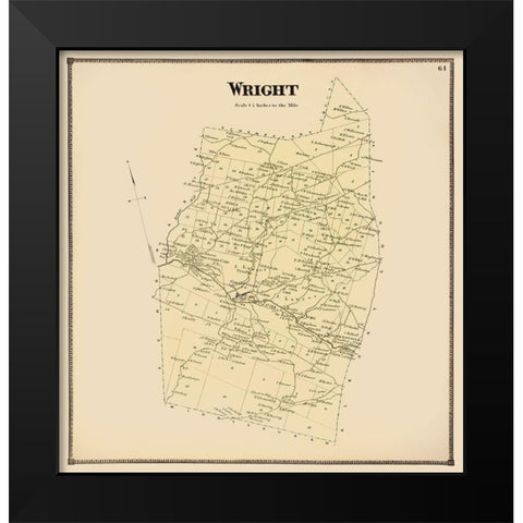 Wright New York Landowner - Stone 1866 Black Modern Wood Framed Art Print by Stone