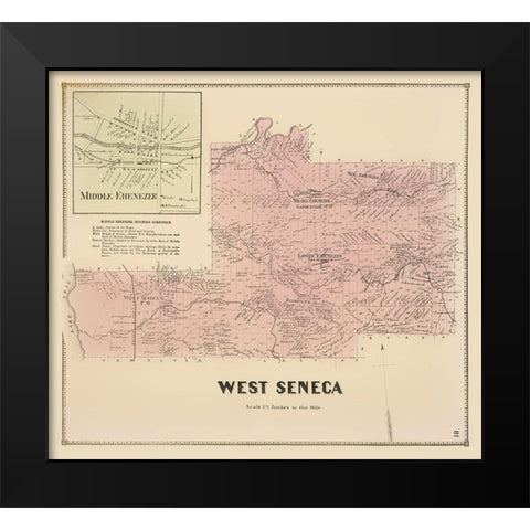 West Seneca New York Landowner - Stone 1866 Black Modern Wood Framed Art Print by Stone