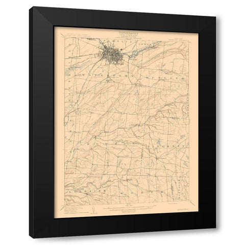 Watertown New York Quad - USGS 1909 Black Modern Wood Framed Art Print with Double Matting by USGS