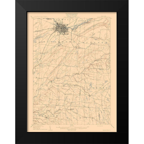 Watertown New York Quad - USGS 1909 Black Modern Wood Framed Art Print by USGS