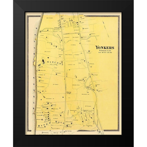 Yonkers, Central New York Landowner - Beers 1868 Black Modern Wood Framed Art Print by Beers