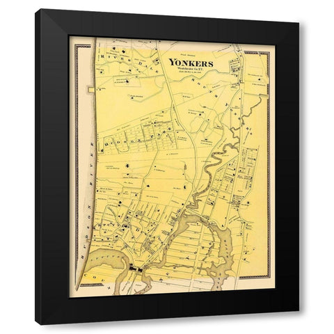 Yonkers, Southern New York Landowner - Beers 1868 Black Modern Wood Framed Art Print by Beers