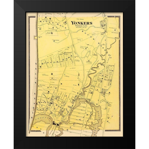 Yonkers, Southern New York Landowner - Beers 1868 Black Modern Wood Framed Art Print by Beers