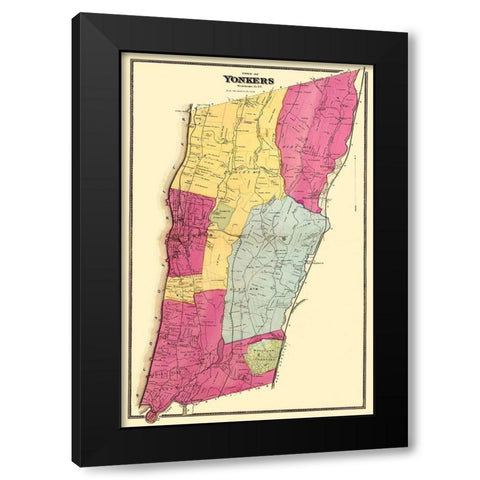 Yonkers New York Landowner - Beers 1868 Black Modern Wood Framed Art Print with Double Matting by Beers