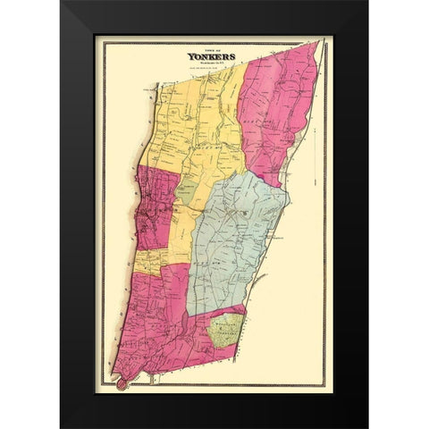 Yonkers New York Landowner - Beers 1868 Black Modern Wood Framed Art Print by Beers