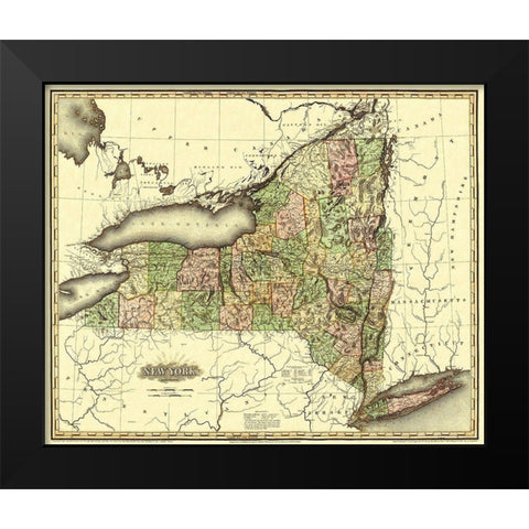New York - Tanner 1819 Black Modern Wood Framed Art Print by Tanner