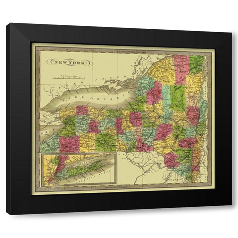 New York - Greenleaf 1840 Black Modern Wood Framed Art Print by Greenleaf
