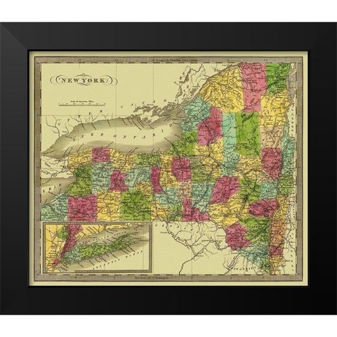 New York - Greenleaf 1840 Black Modern Wood Framed Art Print by Greenleaf