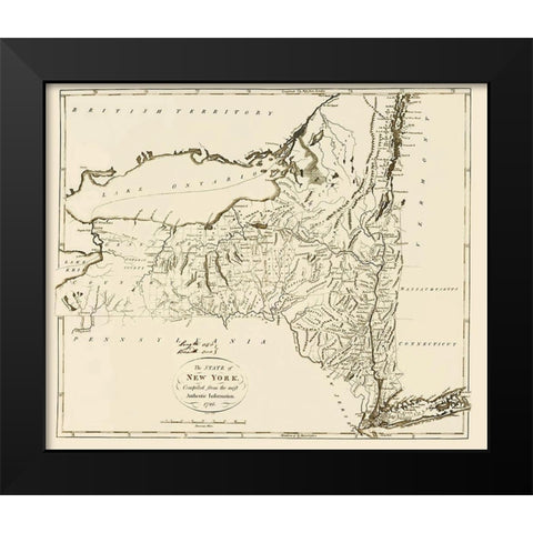 New York - 1796 Black Modern Wood Framed Art Print by Moft