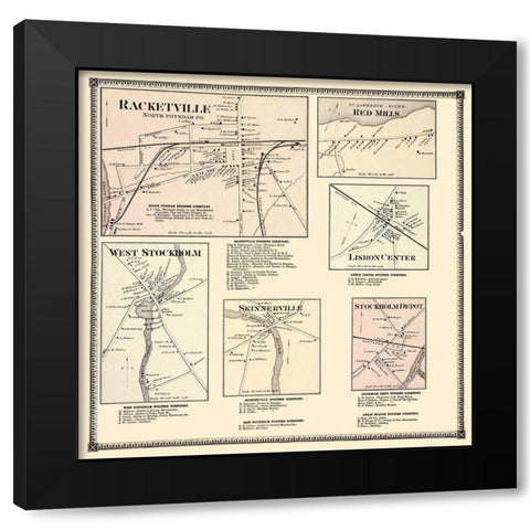 Red Mills Racketville Lisbon Stockholm Black Modern Wood Framed Art Print with Double Matting by Beers