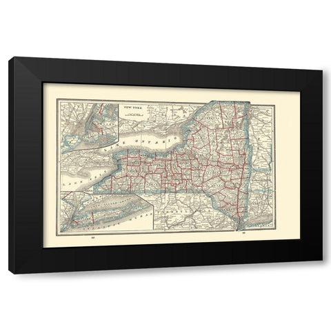 New York - Rathbun 1893 Black Modern Wood Framed Art Print by Rathbun