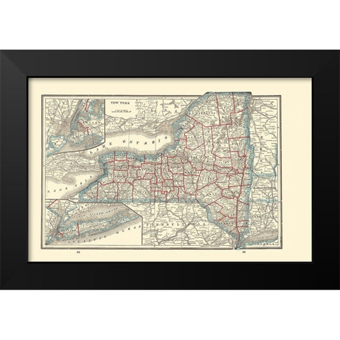 New York - Rathbun 1893 Black Modern Wood Framed Art Print by Rathbun