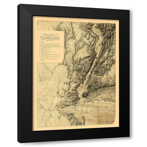 New York - Howe 1776  Black Modern Wood Framed Art Print with Double Matting by Howe