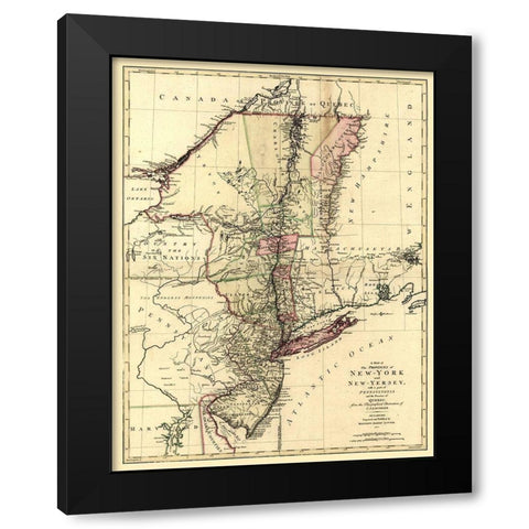 New York - Lotter 1777  Black Modern Wood Framed Art Print with Double Matting by Lotter