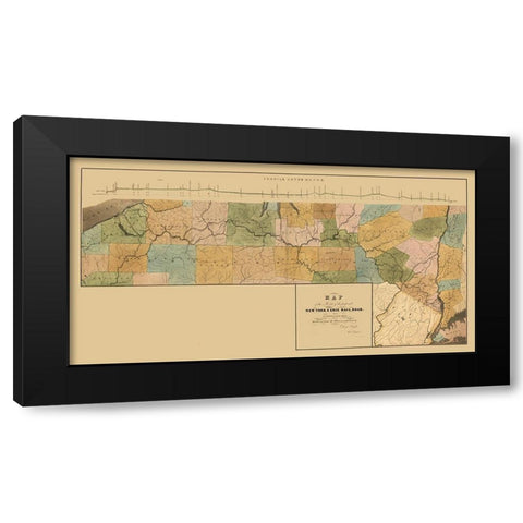 New York - Wright 1834  Black Modern Wood Framed Art Print by Wright