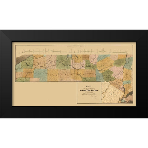New York - Wright 1834  Black Modern Wood Framed Art Print by Wright