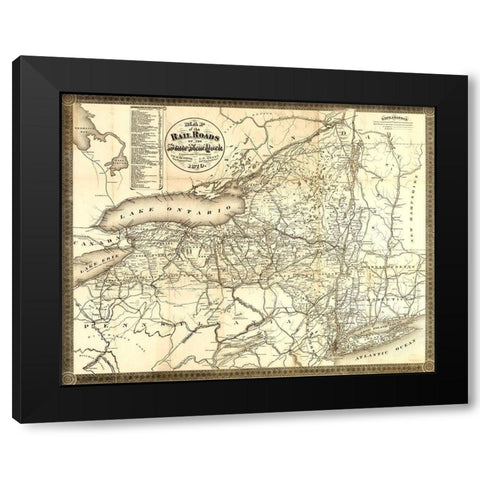 New York Railroads - Richmond 1870  Black Modern Wood Framed Art Print with Double Matting by Sweet