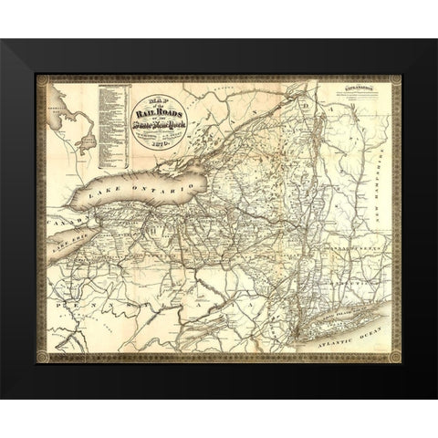 New York Railroads - Richmond 1870  Black Modern Wood Framed Art Print by Sweet