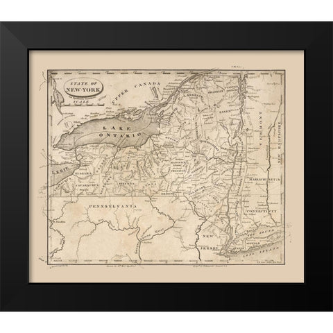 New York - Spafford 1813  Black Modern Wood Framed Art Print by Spafford