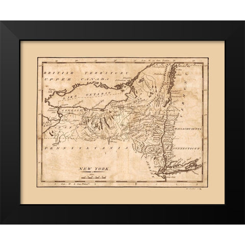 New York - Barker 1801  Black Modern Wood Framed Art Print by Barker