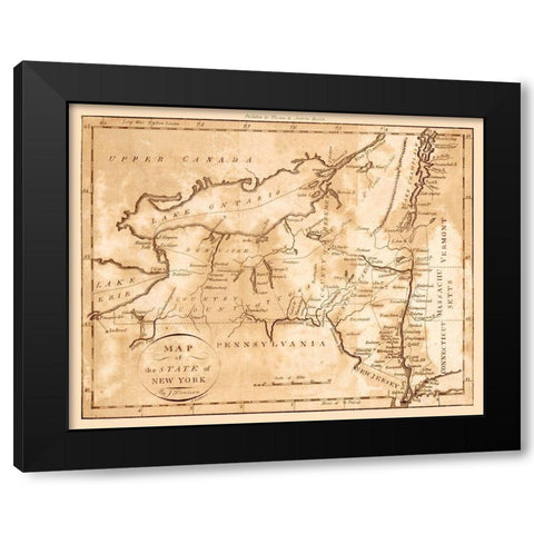 New York - Denison 1796  Black Modern Wood Framed Art Print with Double Matting by Denison