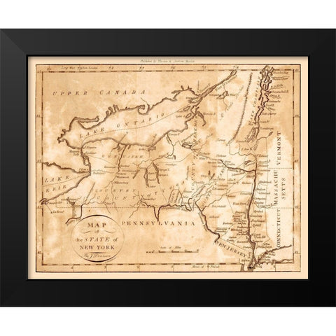 New York - Denison 1796  Black Modern Wood Framed Art Print by Denison