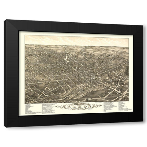 Akron Ohio - Stoner 1882  Black Modern Wood Framed Art Print with Double Matting by Stoner
