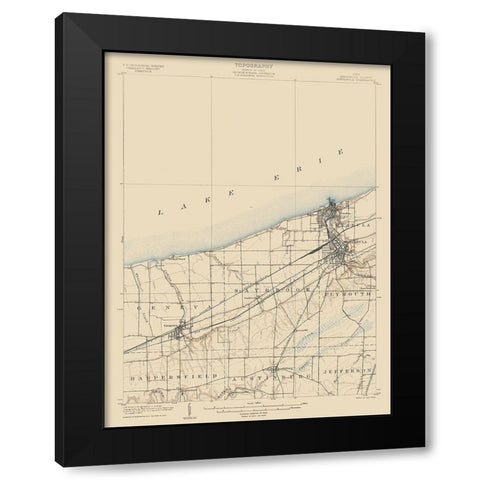 Ashtabula Ohio Quad - USGS 1905 Black Modern Wood Framed Art Print by USGS