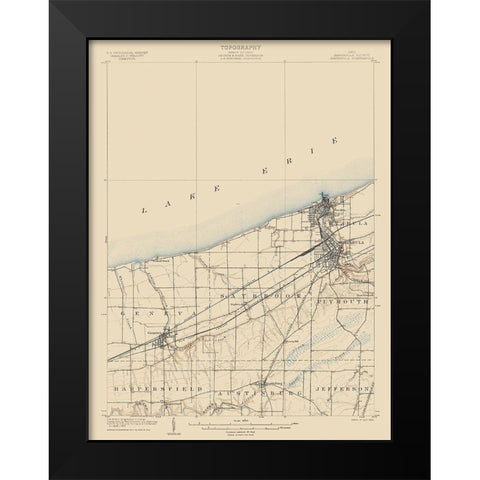 Ashtabula Ohio Quad - USGS 1905 Black Modern Wood Framed Art Print by USGS