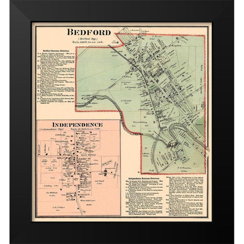 Bedford, Independence Ohio Landowner - Titus 1874 Black Modern Wood Framed Art Print by Titus